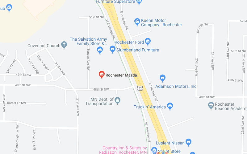 Map of area around Rochester Mazda in Rochester MN